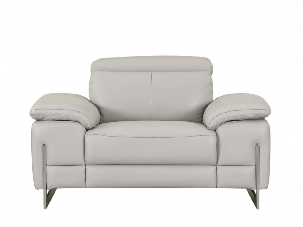 HomeRoots Three Piece Indoor Light Gray Italian Leather Seating Set for 6 - Luxurious Comfort & Style! 329681