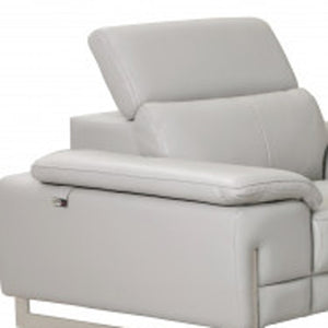 HomeRoots Three Piece Indoor Light Gray Italian Leather Seating Set for 6 - Luxurious Comfort & Style! 329681