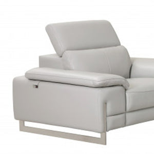 HomeRoots Three Piece Indoor Light Gray Italian Leather Seating Set for 6 - Luxurious Comfort & Style! 329681