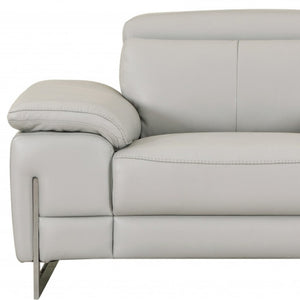 HomeRoots 87" Gray and Silver Faux Leather Club Chair – Stylish, Plush Seating for Modern Living Spaces Ash Gray 329682