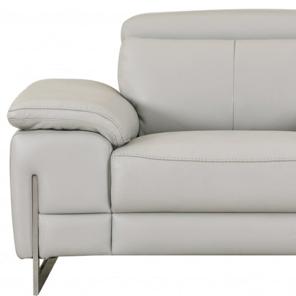 HomeRoots 87" Gray and Silver Faux Leather Club Chair – Stylish, Plush Seating for Modern Living Spaces Ash Gray 329682