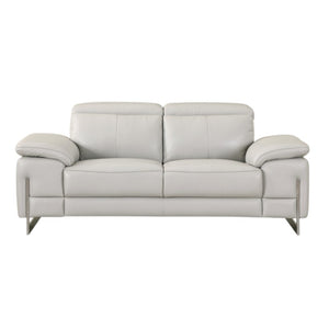 HomeRoots 69" Faux Leather Love Seat - Contemporary Comfort with Pillow-Top Arms for Modern Living Spaces LIGHT GRAY 329683