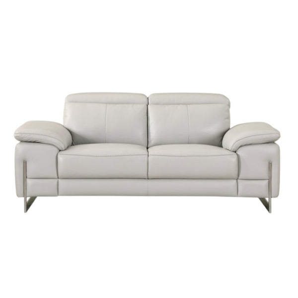 HomeRoots 69" Faux Leather Love Seat - Contemporary Comfort with Pillow-Top Arms for Modern Living Spaces LIGHT GRAY 329683