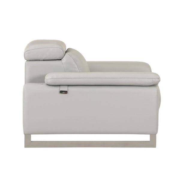 HomeRoots 69" Faux Leather Love Seat - Contemporary Comfort with Pillow-Top Arms for Modern Living Spaces LIGHT GRAY 329683