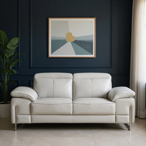 HomeRoots 69" Faux Leather Love Seat - Contemporary Comfort with Pillow-Top Arms for Modern Living Spaces LIGHT GRAY 329683