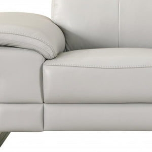HomeRoots 69" Faux Leather Love Seat - Contemporary Comfort with Pillow-Top Arms for Modern Living Spaces LIGHT GRAY 329683