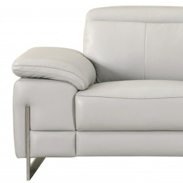 HomeRoots 69" Faux Leather Love Seat - Contemporary Comfort with Pillow-Top Arms for Modern Living Spaces LIGHT GRAY 329683