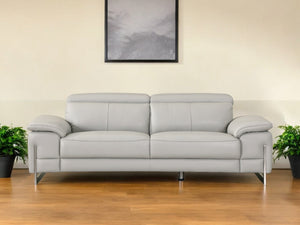 Homeroots 87" Light Gray Italian Leather Sofa With Silver Legs Light Grey  329684