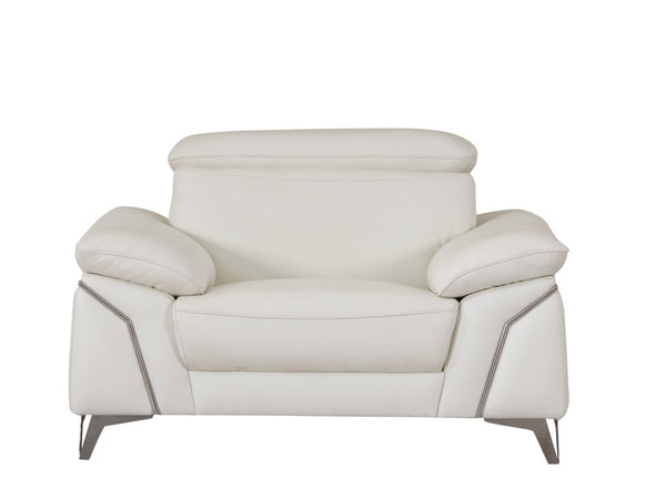 Homeroots Three Piece Indoor White Italian Leather Six Person Seating Set White  329685
