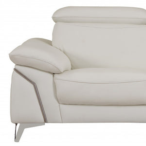 Homeroots 71" White Italian Leather Sofa With Silver Legs White  329687