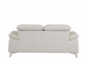 Homeroots 71" White Italian Leather Sofa With Silver Legs White  329687