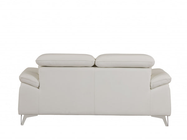 Homeroots 71" White Italian Leather Sofa With Silver Legs White  329687