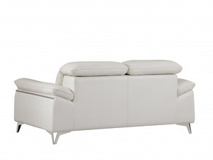 Homeroots 71" White Italian Leather Sofa With Silver Legs White  329687