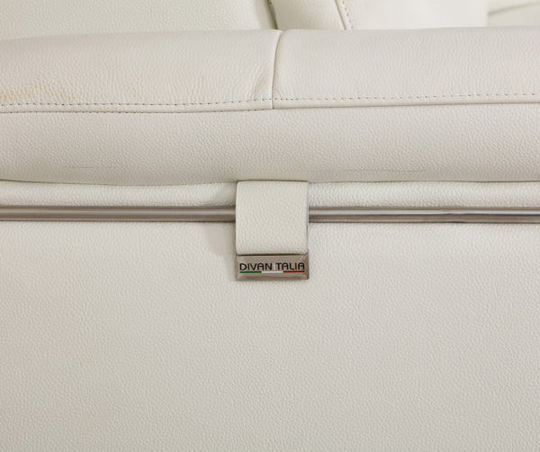 Homeroots 71" White Italian Leather Sofa With Silver Legs White  329687