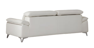 Homeroots 87" White Italian Leather Sofa With Silver Legs White  329688
