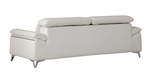 Homeroots 87" White Italian Leather Sofa With Silver Legs White  329688