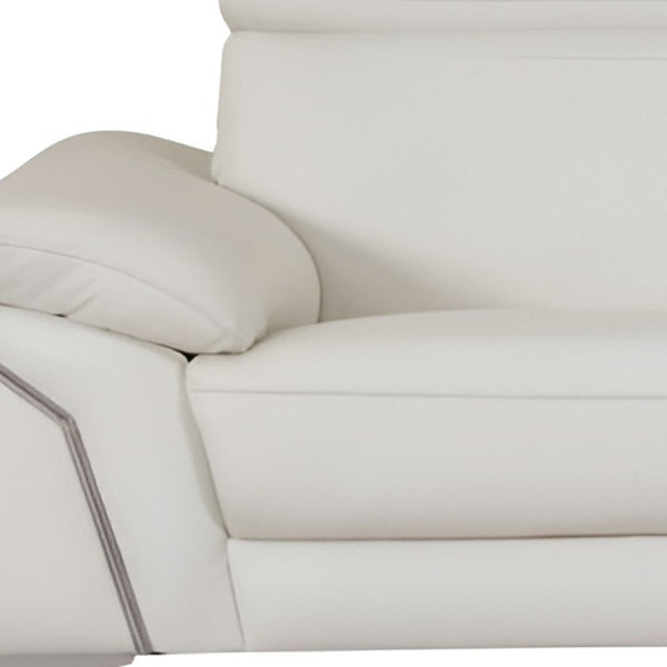 Homeroots 87" White Italian Leather Sofa With Silver Legs White  329688