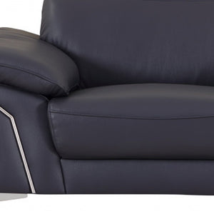 HomeRoots Three Piece Indoor Blue Italian Leather Seating Set for 6 - Stylish, Durable & Comfortable Design 329689