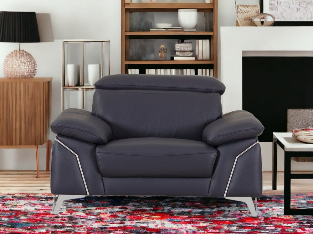 HomeRoots 51" Gray Chair and a Half - Stylish Oversized Comfort for Living Spaces with Modern Design and Durability NAVY 329690