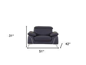 HomeRoots 51" Gray Chair and a Half - Stylish Oversized Comfort for Living Spaces with Modern Design and Durability NAVY 329690