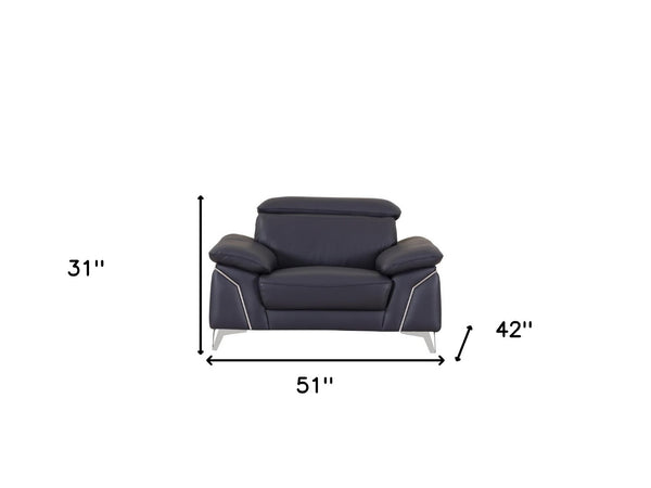 HomeRoots 51" Gray Chair and a Half - Stylish Oversized Comfort for Living Spaces with Modern Design and Durability NAVY 329690