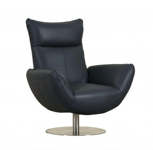 Homeroots 43" Navy Contemporary Leather Lounge Chair Navy  329695