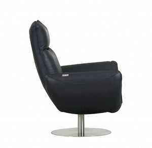 Homeroots 43" Navy Contemporary Leather Lounge Chair Navy  329695