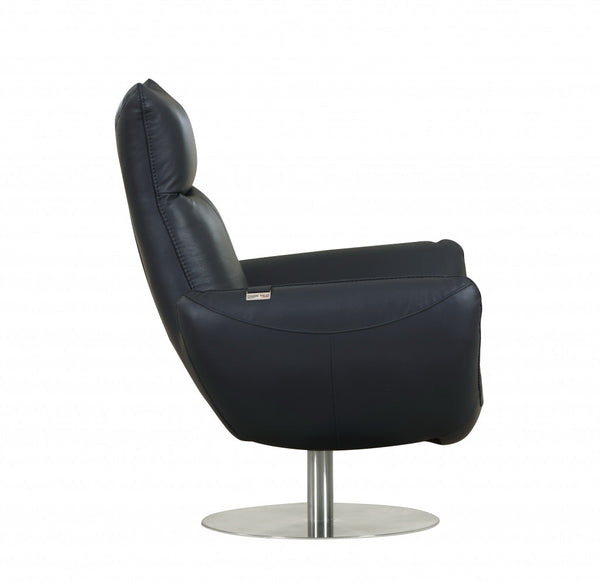 Homeroots 43" Navy Contemporary Leather Lounge Chair Navy  329695