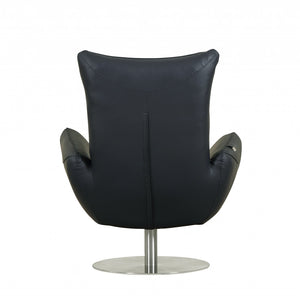 Homeroots 43" Navy Contemporary Leather Lounge Chair Navy  329695