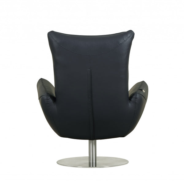 Homeroots 43" Navy Contemporary Leather Lounge Chair Navy  329695