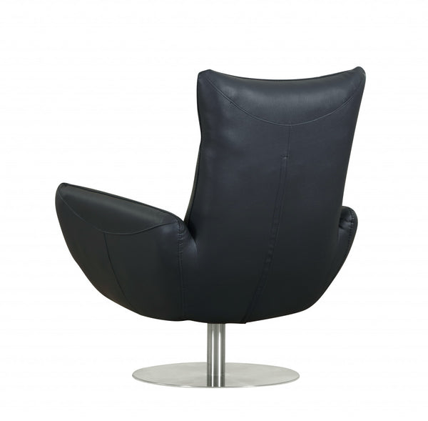 Homeroots 43" Navy Contemporary Leather Lounge Chair Navy  329695