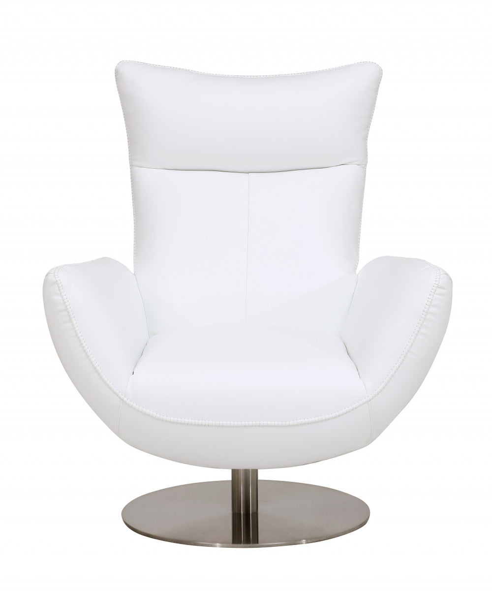 Homeroots 43" White Contemporary Leather Lounge Chair White  329696