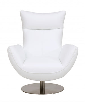 Homeroots 43" White Contemporary Leather Lounge Chair White  329696