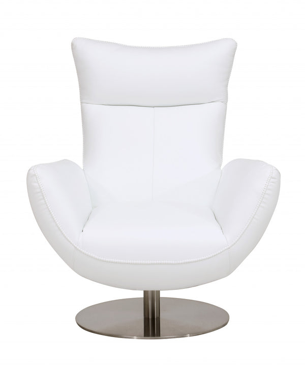 Homeroots 43" White Contemporary Leather Lounge Chair White  329696