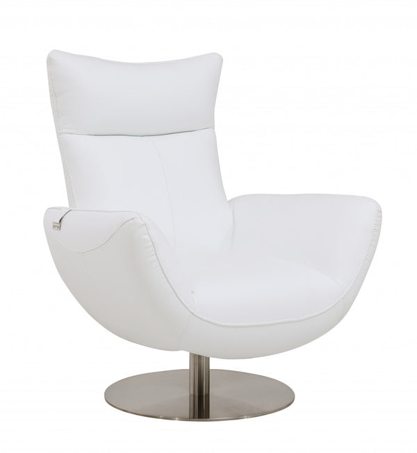 Homeroots 43" White Contemporary Leather Lounge Chair White  329696