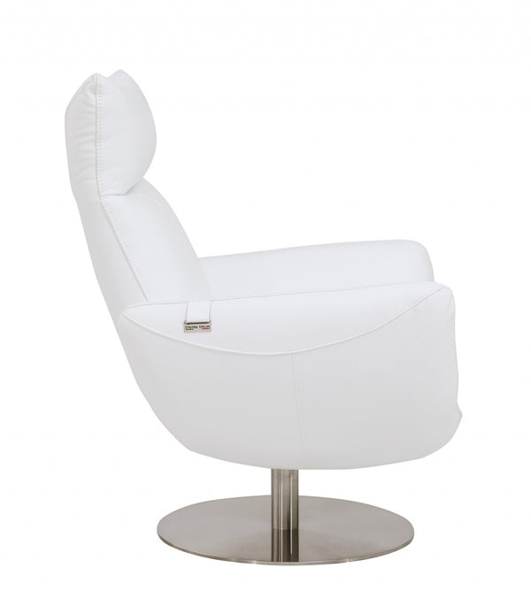 Homeroots 43" White Contemporary Leather Lounge Chair White  329696