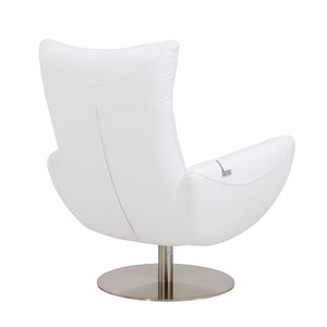 Homeroots 43" White Contemporary Leather Lounge Chair White  329696