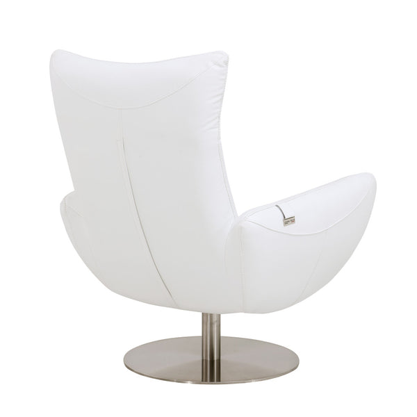 Homeroots 43" White Contemporary Leather Lounge Chair White  329696