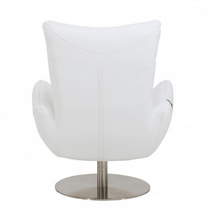 Homeroots 43" White Contemporary Leather Lounge Chair White  329696