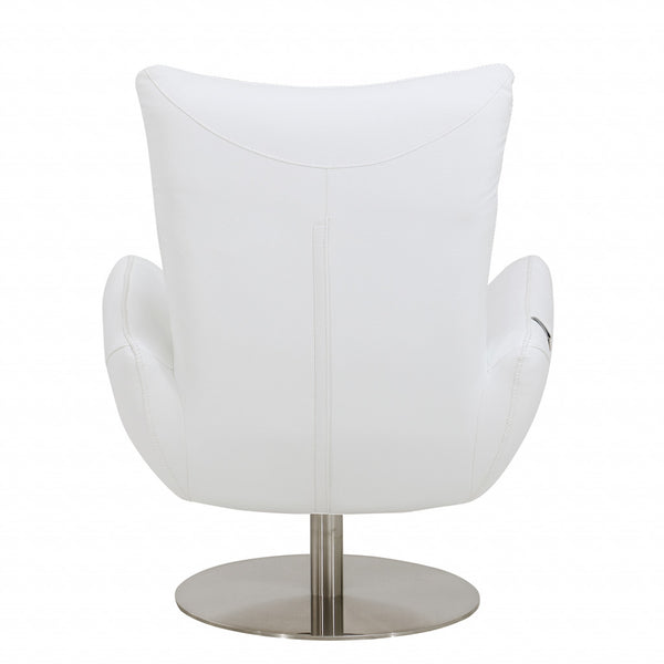 Homeroots 43" White Contemporary Leather Lounge Chair White  329696