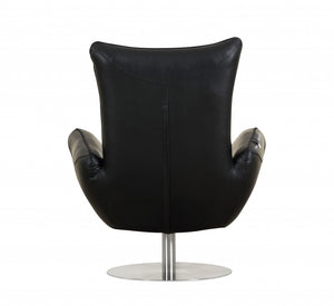 Homeroots 43" Black Contemporary Leather Lounge Chair Black  329697
