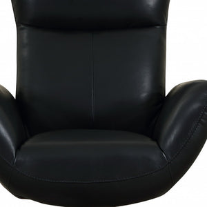 Homeroots 43" Black Contemporary Leather Lounge Chair Black  329697