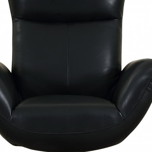 Homeroots 43" Black Contemporary Leather Lounge Chair Black  329697
