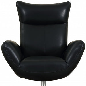 Homeroots 43" Black Contemporary Leather Lounge Chair Black  329697