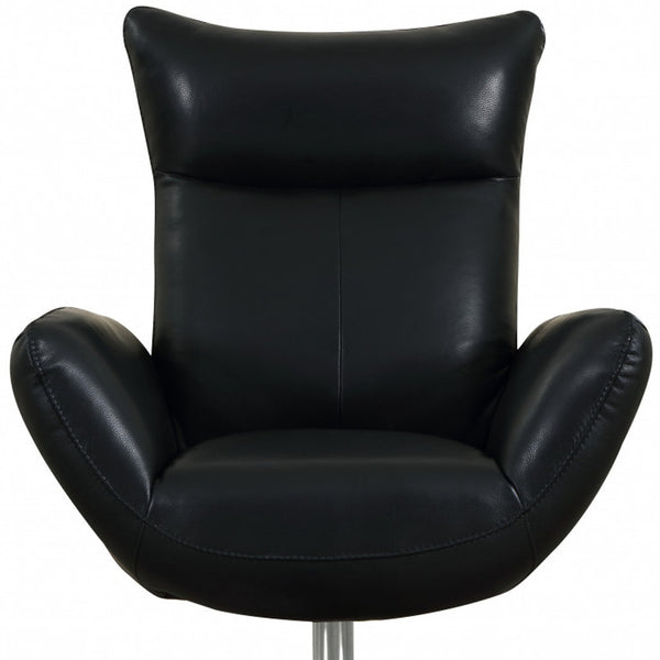 Homeroots 43" Black Contemporary Leather Lounge Chair Black  329697