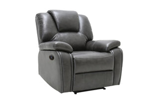 Homeroots 40" Grey Contemporary Leather Power Reclining Chair   329709