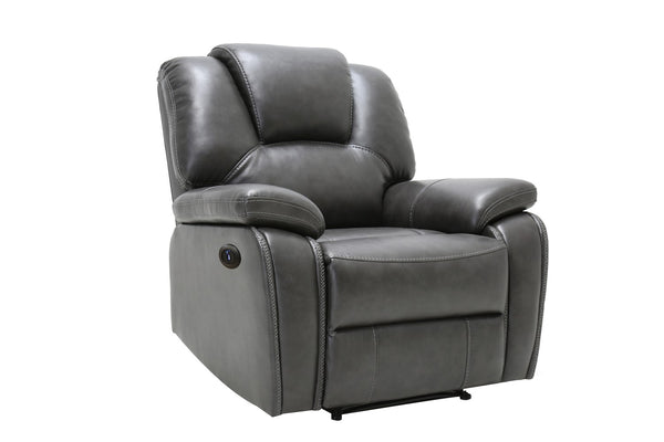 Homeroots 40" Grey Contemporary Leather Power Reclining Chair   329709