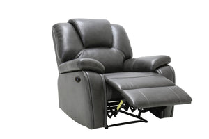Homeroots 40" Grey Contemporary Leather Power Reclining Chair   329709