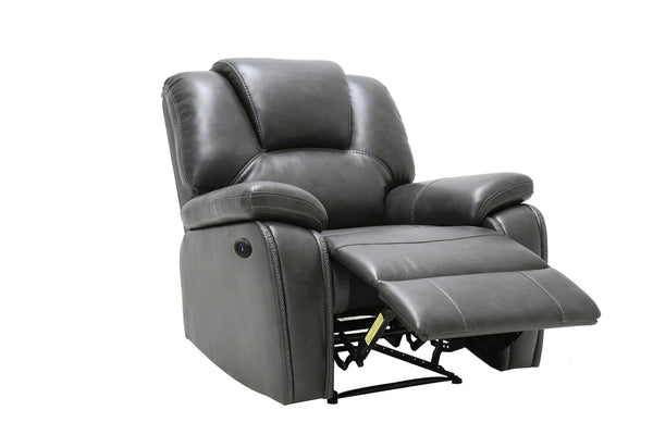 Homeroots 40" Grey Contemporary Leather Power Reclining Chair   329709
