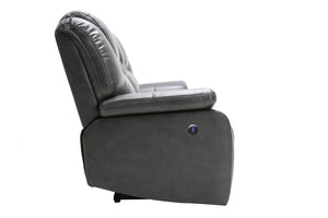 Homeroots 40" Grey Contemporary Leather Power Reclining Chair   329709